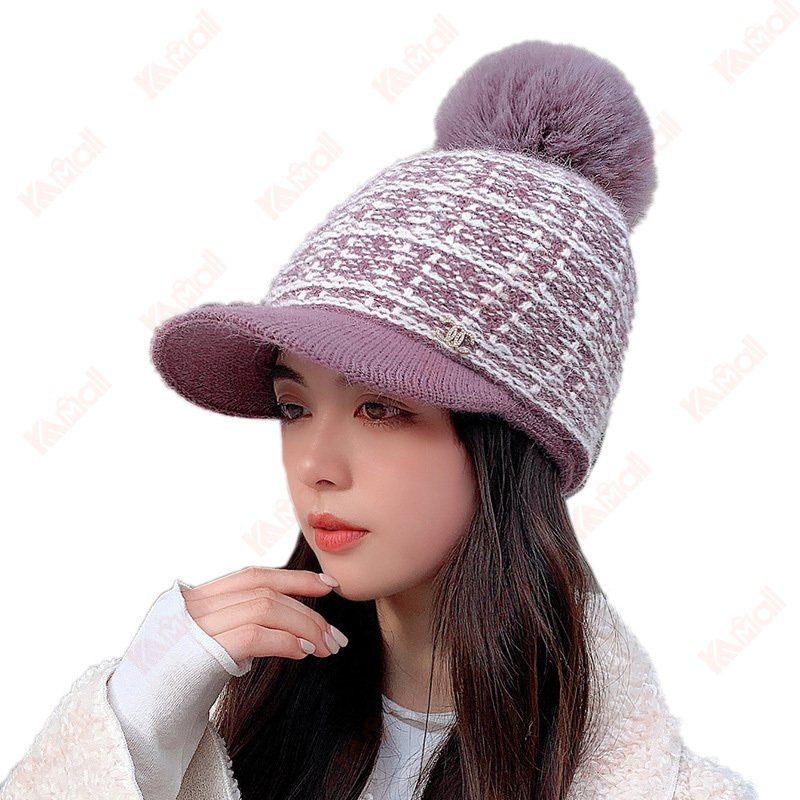 knit beanie rabbit wool blend keep warm